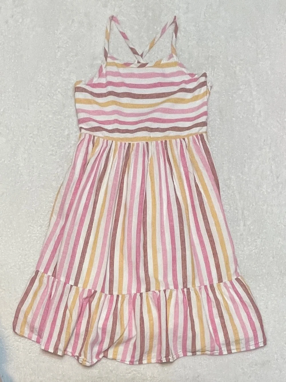 GAP Kids Crinkle Gauze Stiped‎ Tiered Midi Sun Dress Event Occasion Girl's XXL
